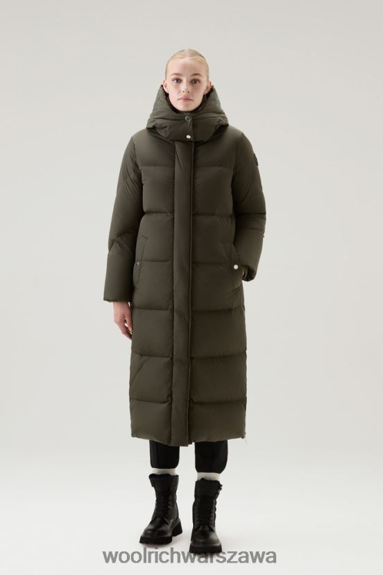 długa parka Aurora Woolrich kobiety 6VVZ6F208 ciemnozielony odzież