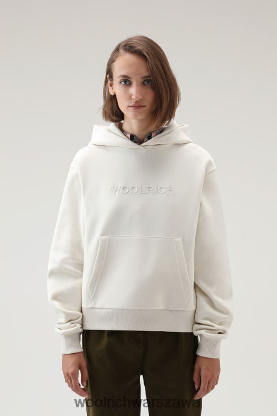 Polarowa bluza z logo Woolrich kobiety 6VVZ6F244 mleczny krem odzież